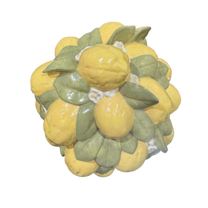 Vintage Italian Signed Ceramic Lemon Tree Topiary 9Wx13H