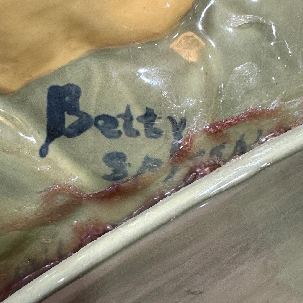 Vintage Italian Signed Ceramic Lemon Tree Topiary 9Wx13H