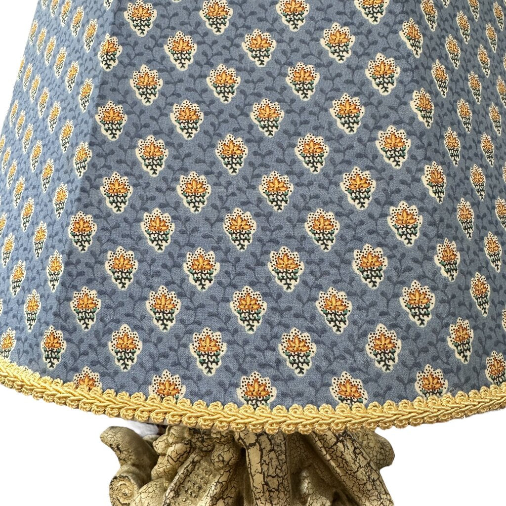 Pair of Italian Fruit Basket Lamps w/ Designer Pale Blue Shades 34" tall