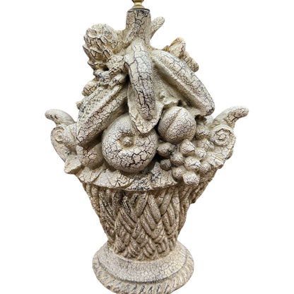 Pair of Italian Fruit Basket Lamps w/ Designer Pale Blue Shades 34" tall