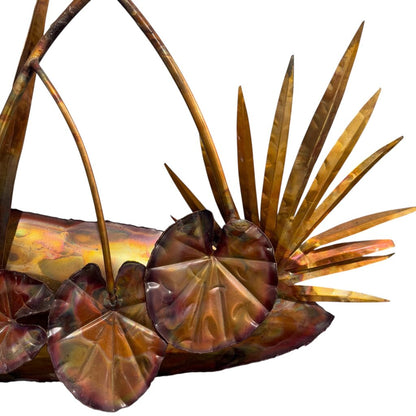 Custom Copper Wall Art by: Florida Artist Bill Squires Crane Birds in Lake w/ Bamboo 48"Wx67"H