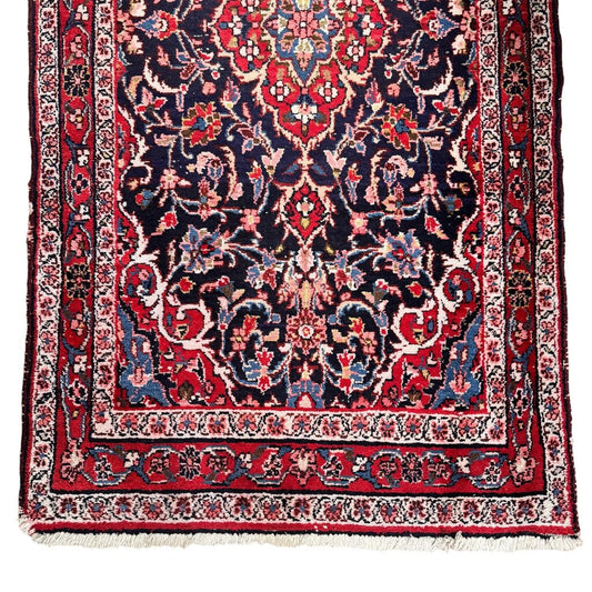 Vintage Hand Knotted Iranian Hamedan Red Wool Runner 15'2" x 3'5"