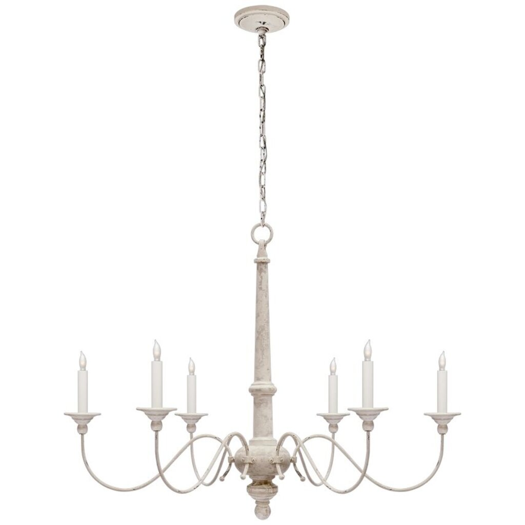 Visual Comfort & Co. Country 6 Light Chandelier Distressed Belgian White 37Lx27H