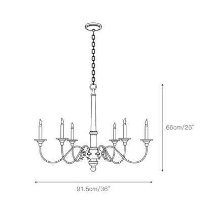 Visual Comfort & Co. Country 6 Light Chandelier Distressed Belgian White 37Lx27H