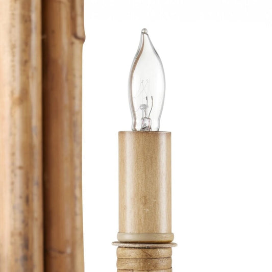 Currey & Company Samsara 8 Light Natural Bamboo Rattan Wrought Iron Chandelier 36"h x 42.5"dia.