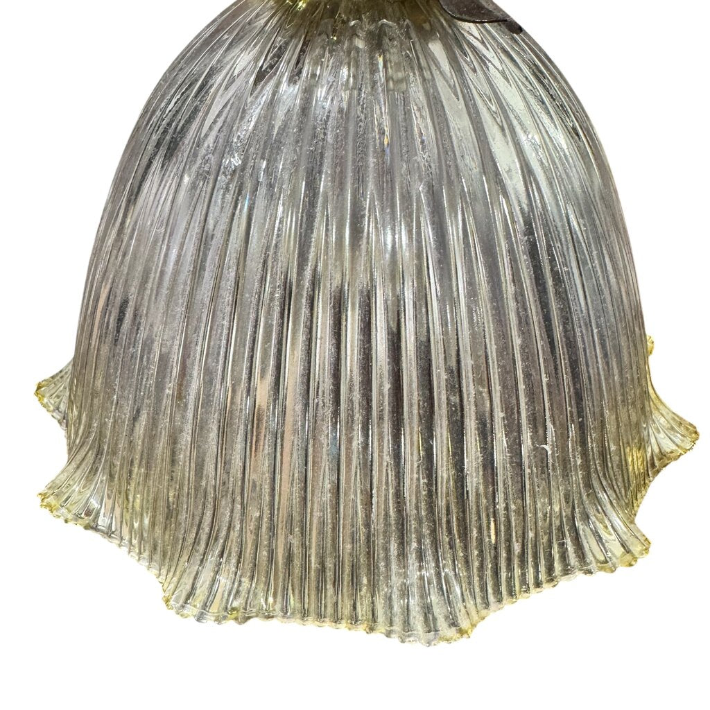 Pair of Italian Metal & Glass Pendant Lights