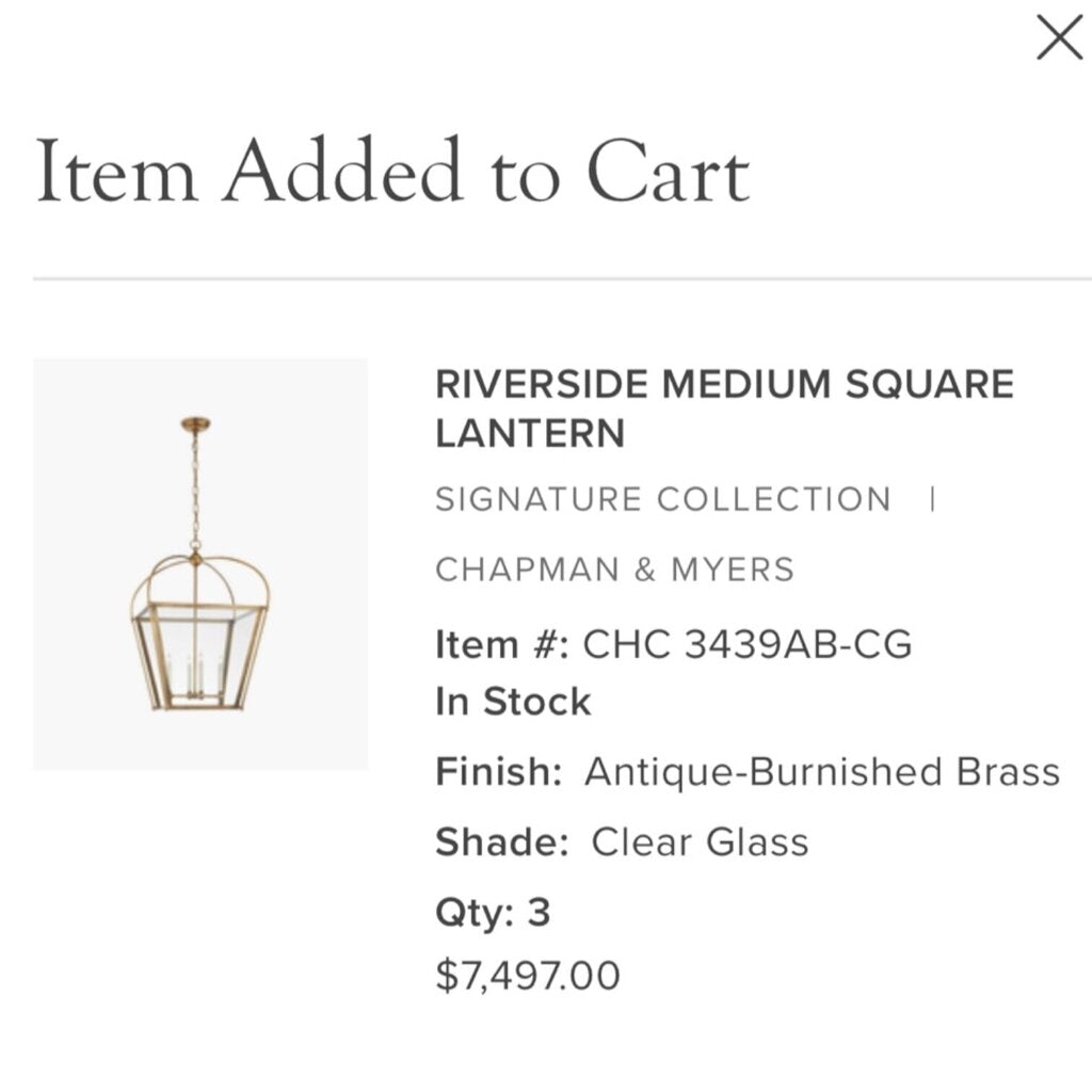 Visual Comfort Chapman & Myers Riverside Medium Square Antique Burnished Brass Lantern Chandelier (Sold as SET OF 3) NEW w/o Glass