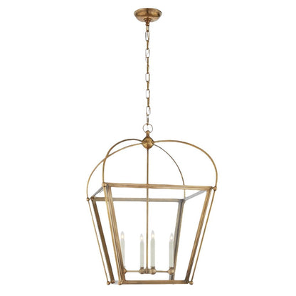 Visual Comfort Chapman & Myers Riverside Medium Square Antique Burnished Brass Lantern Chandelier (Sold as SET OF 3) NEW w/o Glass
