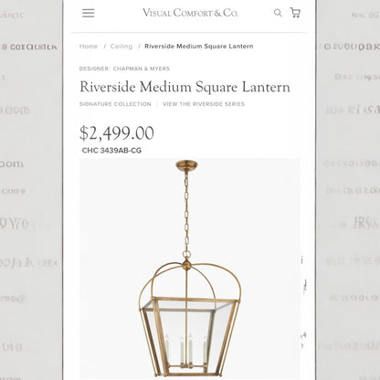 Visual Comfort Chapman & Myers Riverside Medium Square Antique Burnished Brass Lantern Chandelier (Sold as SET OF 3) NEW w/o Glass