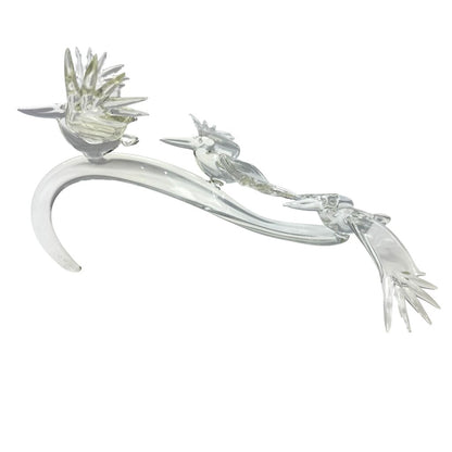 "Pelican Wave" Art Glass 3 Pelicans Flying a Wave 11Lx8Wx6H