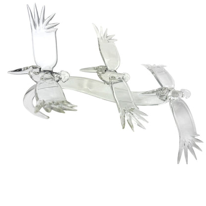 "Pelican Wave" Art Glass 3 Pelicans Flying a Wave 11Lx8Wx6H