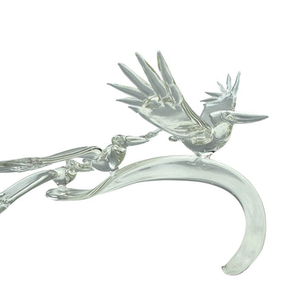 "Pelican Wave" Art Glass 3 Pelicans Flying a Wave 11Lx8Wx6H