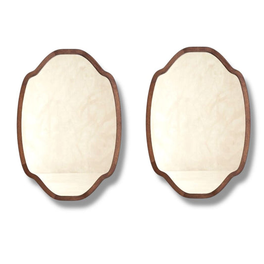 Pair of Custom Cut Walnut Mirrors by Dmitry & Co. 36"Wx54"H