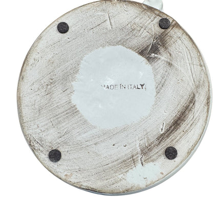 Large White Glazed Lidded Italian Vase w/ Faces Handles & Pouring Spout 11x11x17.5"