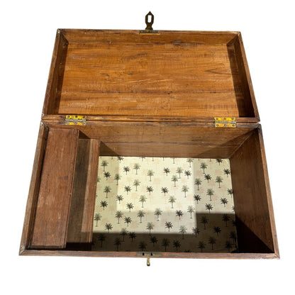 19th C. English Brass Bound Camphor Wood Campaign Trunk 31Lx18Wx18H