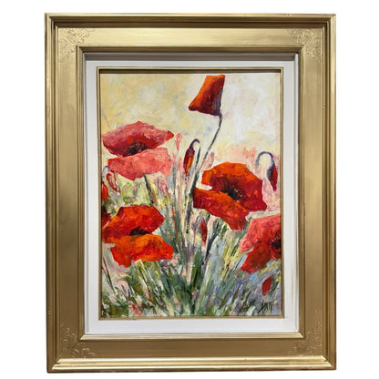 Listed Artist Jean-Pierre Mocci Original Oil Painting On Canvas "Les Coquelicots" (Poppies) 32Lx40H