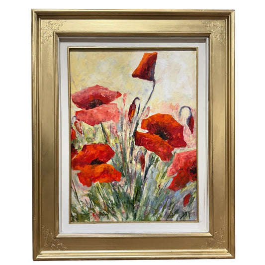 Listed Artist Jean-Pierre Mocci Original Oil Painting On Canvas "Les Coquelicots" (Poppies) 32Lx40H