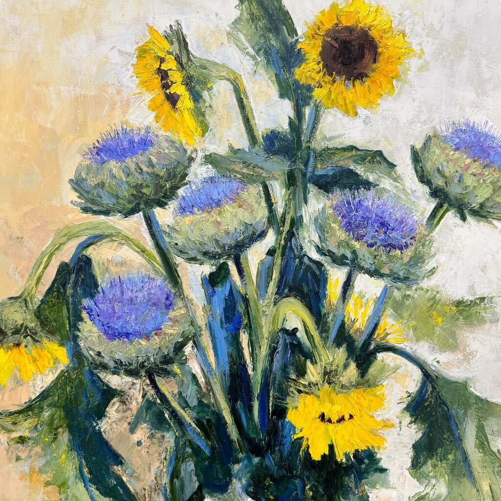 Jean-Pierre Mocci “Bouquet Champetre” Original Oil Floral Painting 27Lx32H