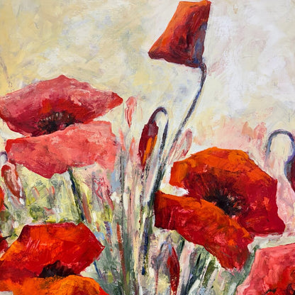 Listed Artist Jean-Pierre Mocci Original Oil Painting On Canvas "Les Coquelicots" (Poppies) 32Lx40H