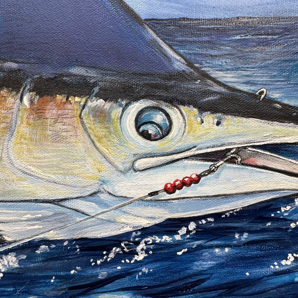Hooked Marlin Oil Painting by: World-Class Gamefish & Wildlife Artist J. Suroviec