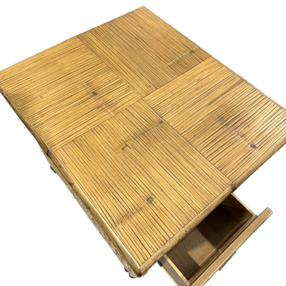 Bamboo & Seagrass Side Table w/ Drawer by: Capris Furniture, Made in USA 24Lx28Wx25H