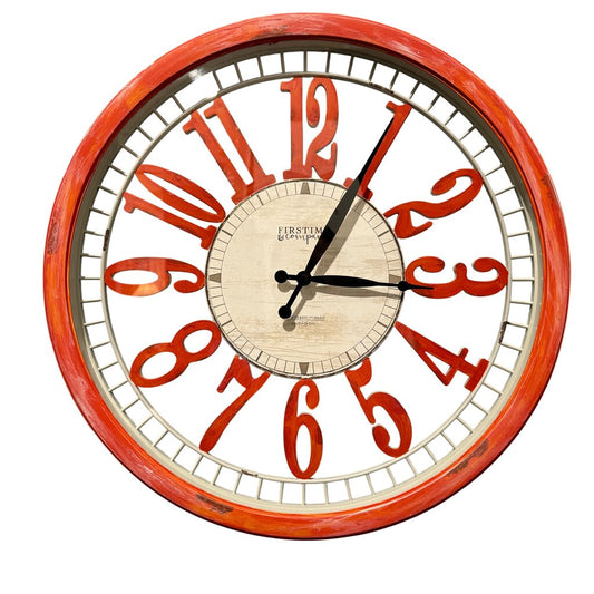 20" Orange Distressed FirsTime & Co Analog Wall Clock Mastered Limited Edition No. 101212