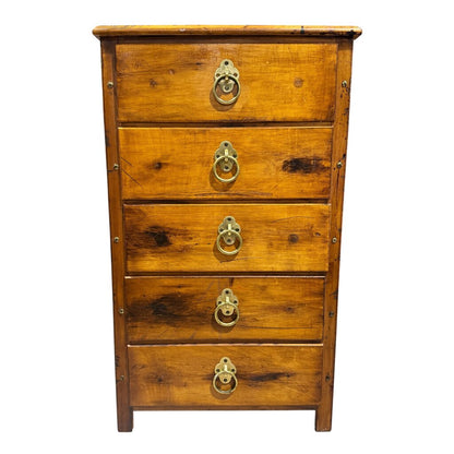 Vintage Pine Chest of Drawers w/ Brass Pulls