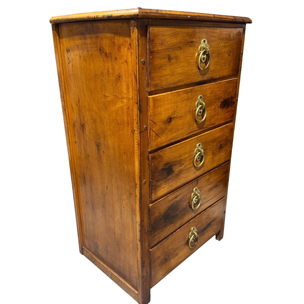 Vintage Pine Chest of Drawers w/ Brass Pulls