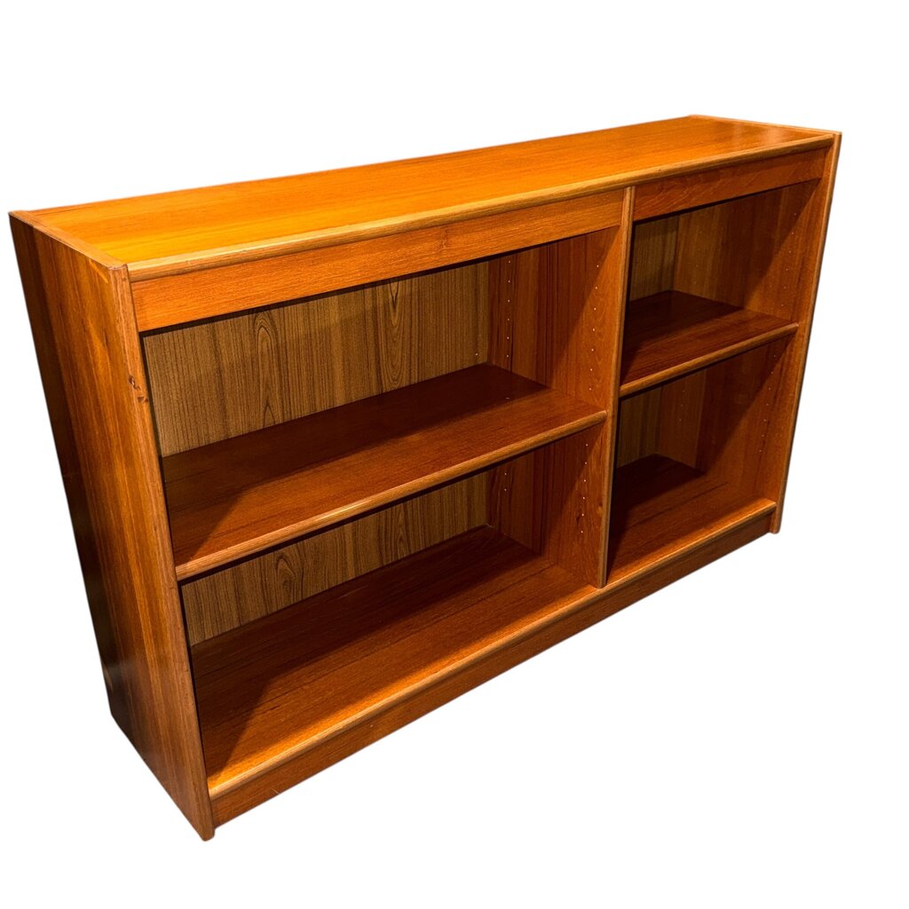Danish Modern Teak Low Adjustable Bookcase 48Lx12Wx30H