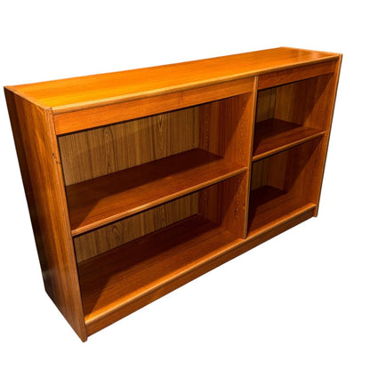 Danish Modern Teak Low Adjustable Bookcase 48Lx12Wx30H