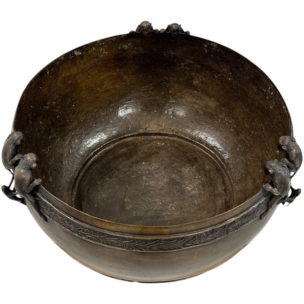 Maitland Smith Large Bronze Monkey Bowl 21"Wx12"H 38lbs
