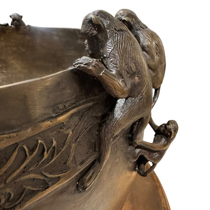 Maitland Smith Large Bronze Monkey Bowl 21"Wx12"H 38lbs