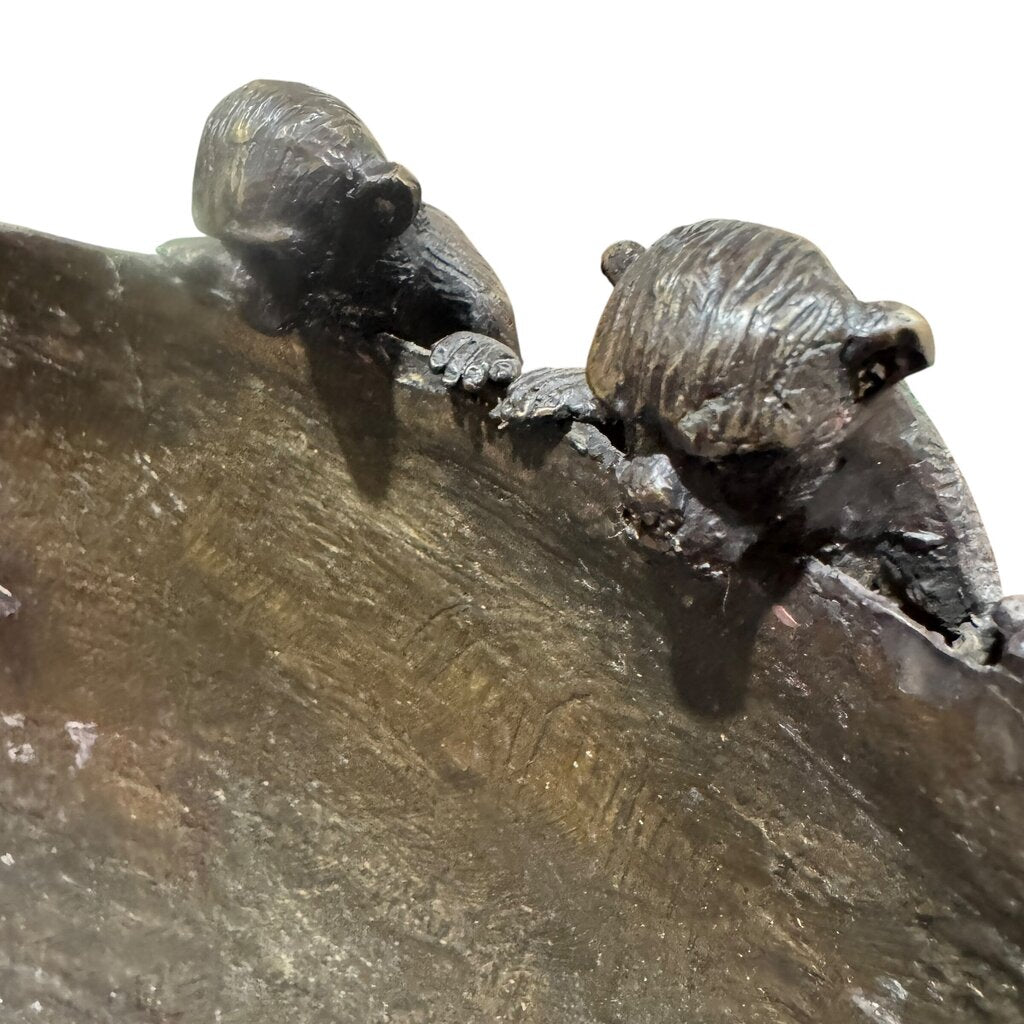 Maitland Smith Large Bronze Monkey Bowl 21"Wx12"H 38lbs