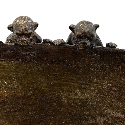 Maitland Smith Large Bronze Monkey Bowl 21"Wx12"H 38lbs