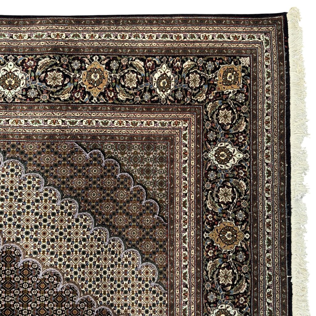 Extra Fine Geometric Tabriz Persian Hand-Knotted 8x12 Wool Silk Area Rug