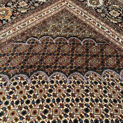 Extra Fine Geometric Tabriz Persian Hand-Knotted 8x12 Wool Silk Area Rug