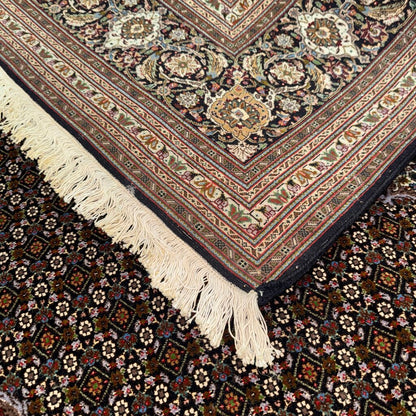 Extra Fine Geometric Tabriz Persian Hand-Knotted 8x12 Wool Silk Area Rug