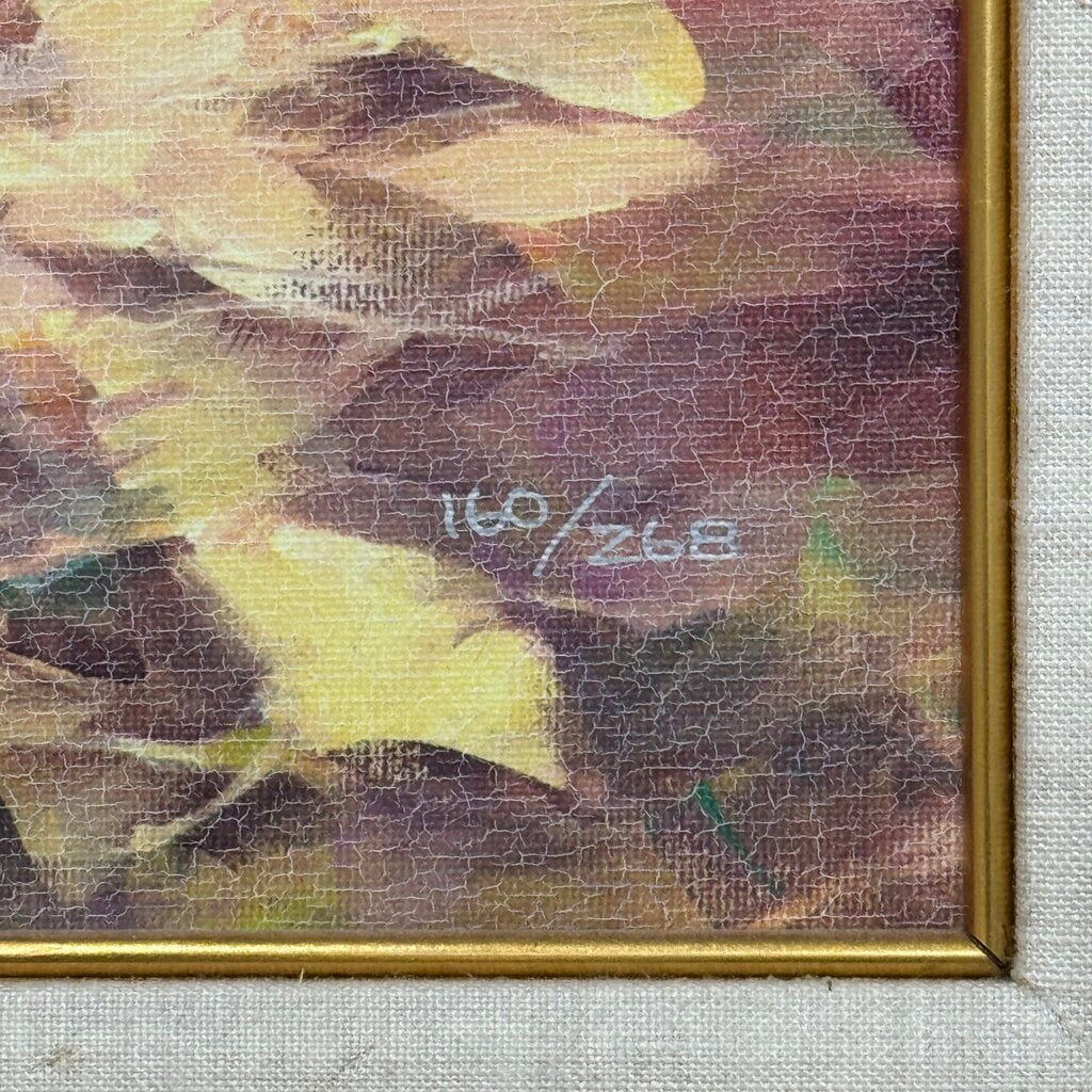 "Ginko" Signed Limited Edition 160/268 Giclee on Canvas by Listed Artist: Jia Lu (b. 1954) 36"x36" Gold Leaf Wooden Frame