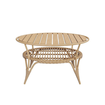 Catalina Natural 4 Pc Outdoor Seating Set (Sofa, 2 Club Chairs, Cocktail Table) Rust Proof Aluminum & Rattan-Style Vinyl Weaving Binding (PreOwned, Perfect Condition)