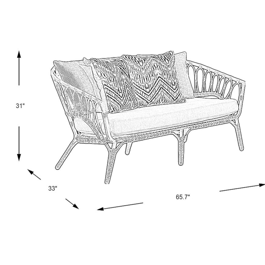 Catalina Natural 4 Pc Outdoor Seating Set (Sofa, 2 Club Chairs, Cocktail Table) Rust Proof Aluminum & Rattan-Style Vinyl Weaving Binding (PreOwned, Perfect Condition)