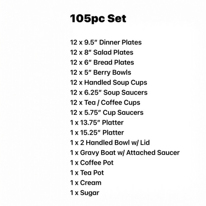 105pc Wedgewood Summer Garland Bone China Dinner Service for 12 & Serving Sets