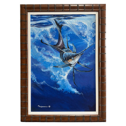 Joe Suroviec “Free Jumper” Original Oil on Canvas, Sailfish, Framed, 31Lx43H