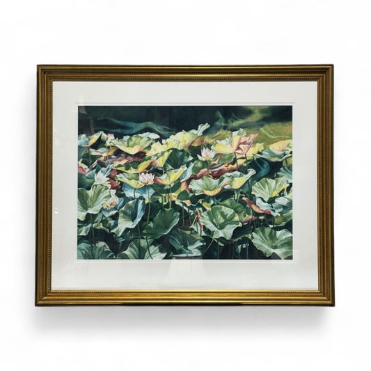 Large Signed Limited Edition Lithograph of Water Lillies and Swiming Faries #7/150 by: Elizabeth Kershaw