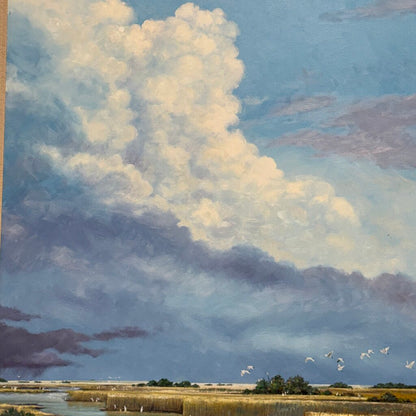 "Cloud Parade" Florida Marsh Landscape Original Oil on Canvas by Listed Artist Joe Suroveic 43Lx55H