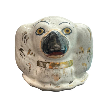 Antique Staffordshire Dog Coin Bank 4.5Lx3Wx3.5H