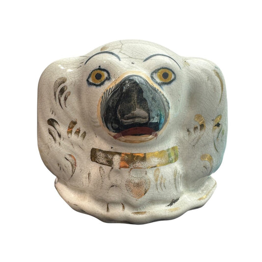 Antique Staffordshire Dog Coin Bank 4.5Lx3Wx3.5H