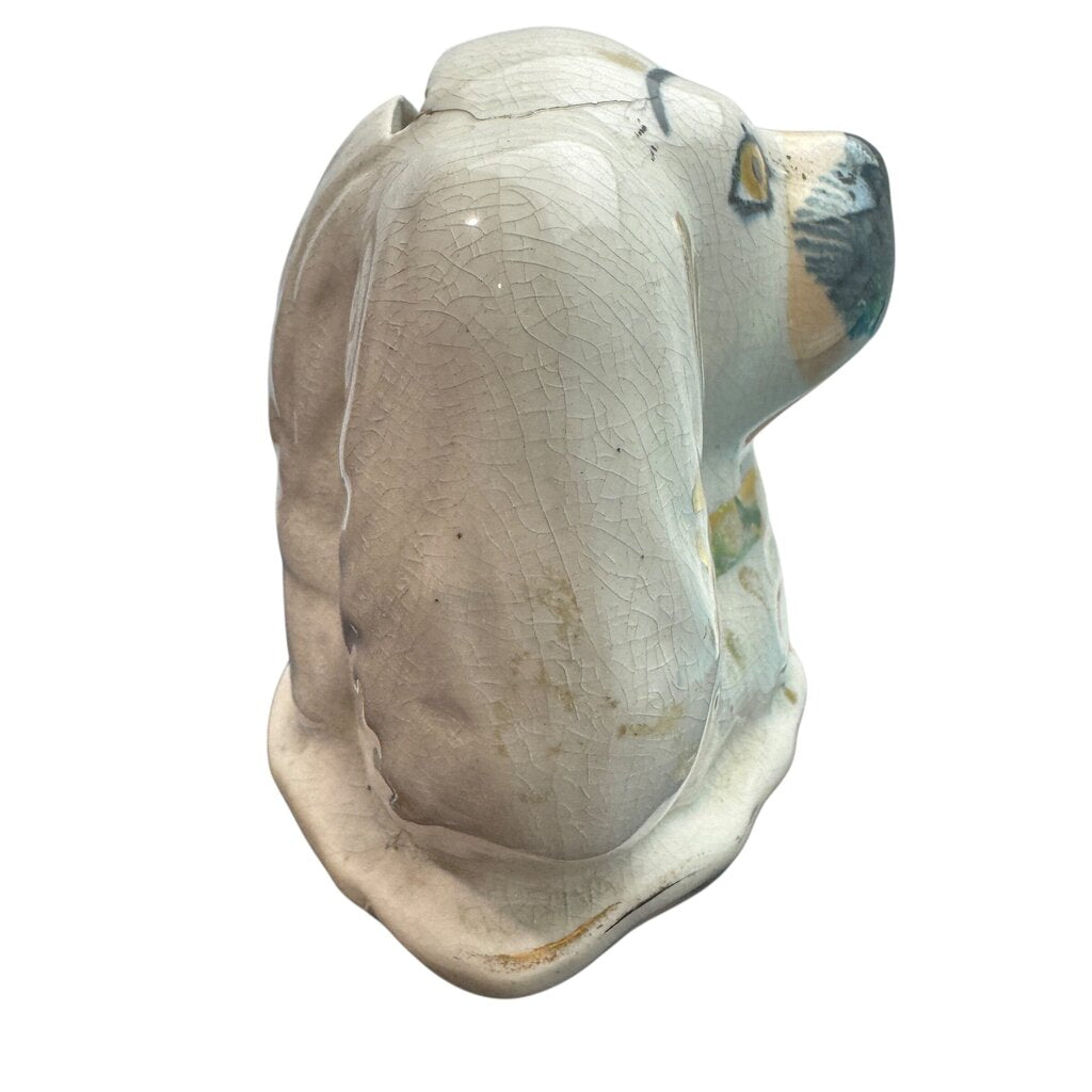 Antique Staffordshire Dog Coin Bank 4.5Lx3Wx3.5H