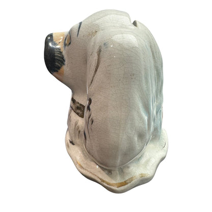 Antique Staffordshire Dog Coin Bank 4.5Lx3Wx3.5H