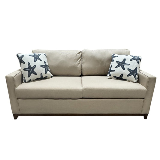 75" Wing Armed Platform Sofa in Spectra Sand Custom Made in Florida by Stanley Chair Co.