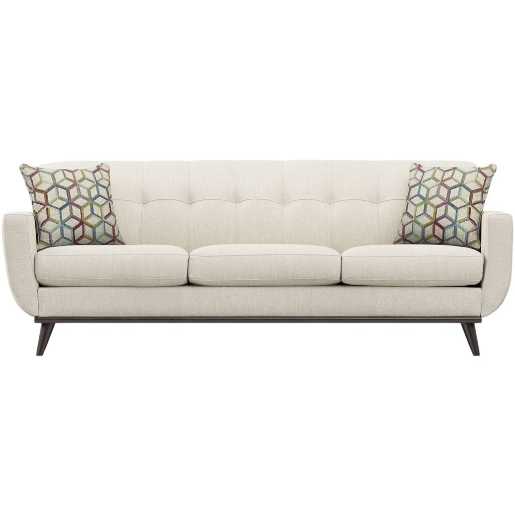 Lightly Used Mid-Century Style East Side Apartment Sofa w/ Chenille Upholstery Color Sand 92Lx37Wx34H (2 Sofas & Chair Available)